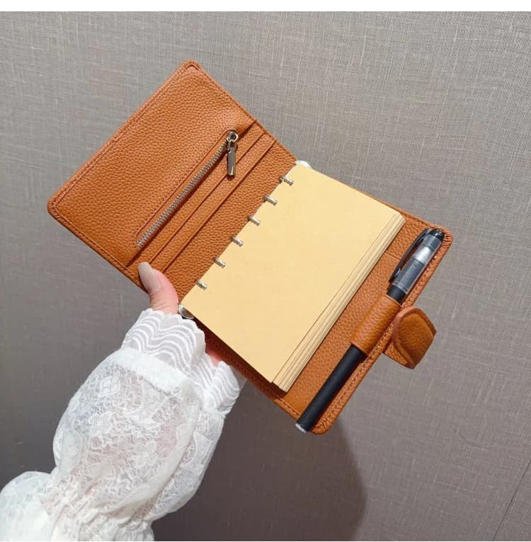 A7 Mini Rings Planner 2026 New top-grain leather Notebook golden brown Binder Diary Journaling Supplies Stationery agenda