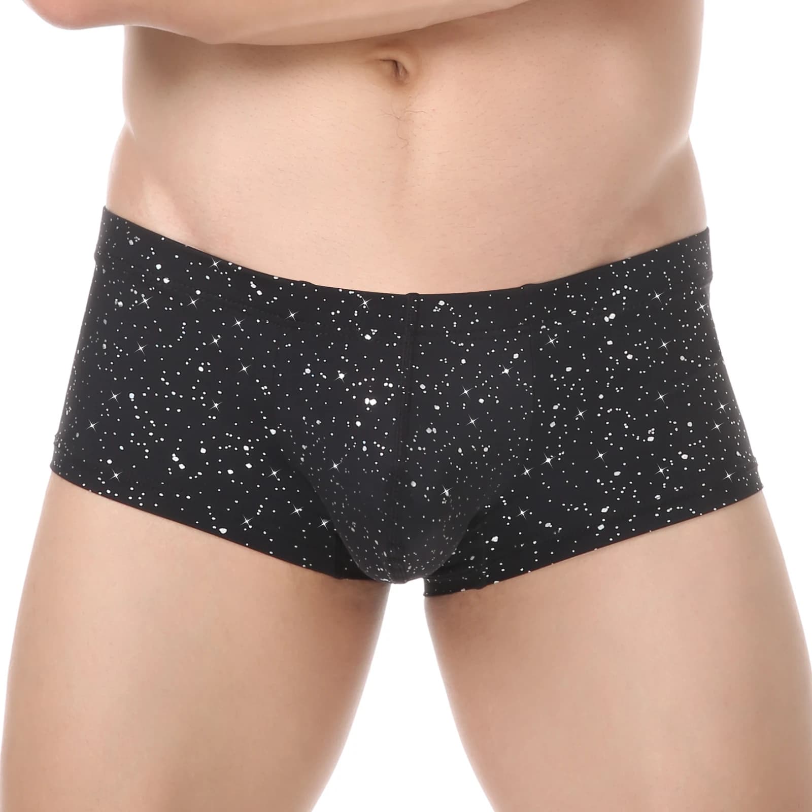 Boxer da uomo con paillettes Pantaloncini Palestre sportive Intimo da allenamento Vita bassa Custodia rigonfia Comode mutande maschili ad asciugatura rapida