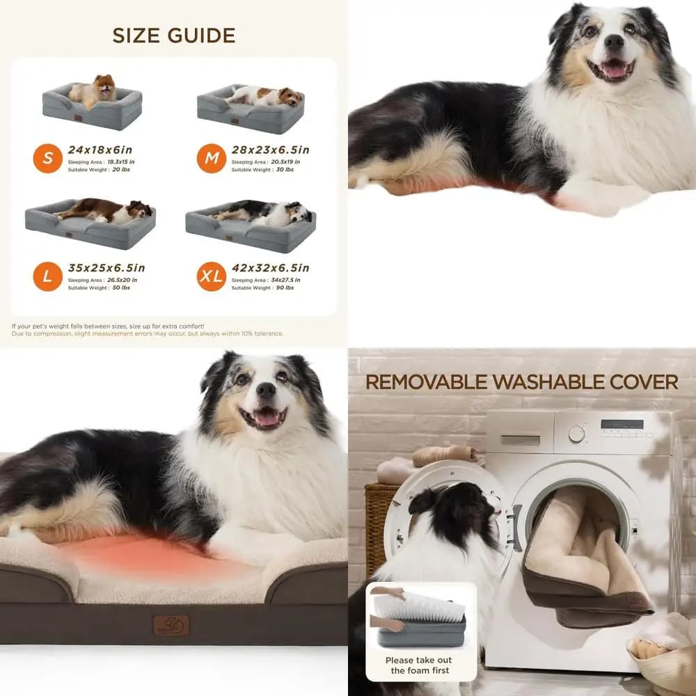 Letto per cani ortopedico extra large - XL lavabile, impermeabile, antiscivolo, comodo divano per animali, marrone
