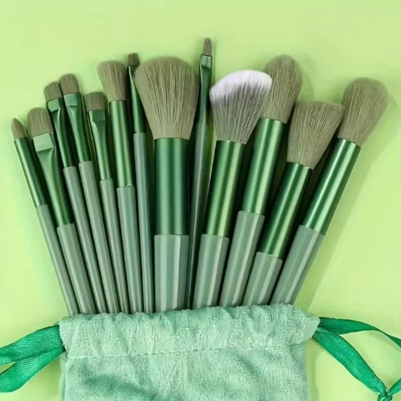 Set di 13 Pennelli per Trucco in Tessuto Sintetico Super Morbidi per Blush, Fondotinta, Ombretto e Illuminante (per il Viso)