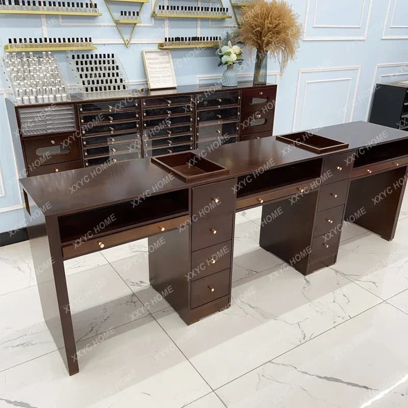 Walnut solid wood manicure table retro manicure table single double vacuum cleaner manicure table economical