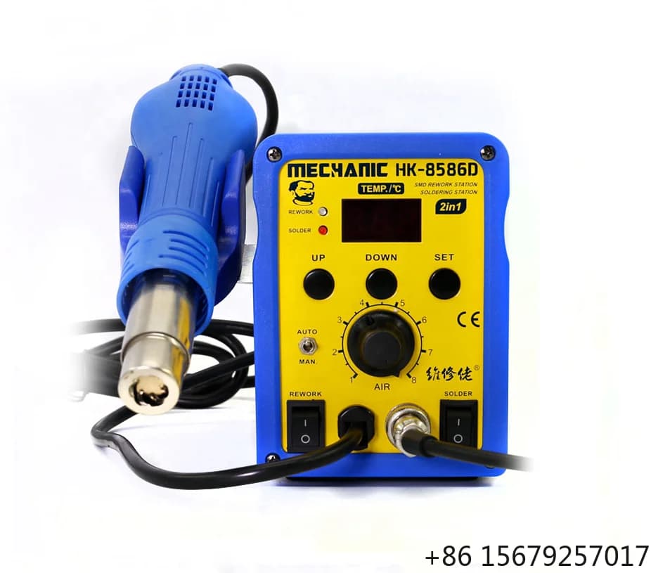 MECHANIC HK-8586D 2 in 1 700W Hot Air Soldering Station SMD Soldering Iron Repair LED Digital Display Heat Gun Soldering Tool