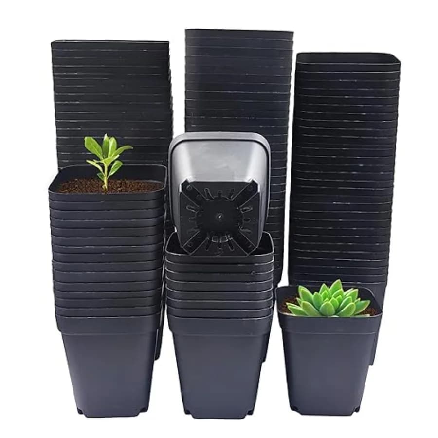 3 Inch Fat Plants, 120 Pieces, Plastic Vases Depths for Small Flowers, Seed and Germination Vases with Drainage