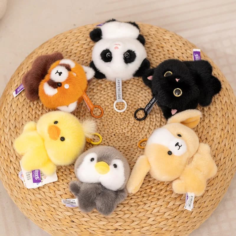 Nuovo portachiavi bambola di peluche simpatico cartone animato gatto peluche giocattolo morbido coniglio farcito ciondolo zaino Kawaii accessori regalo di Natale