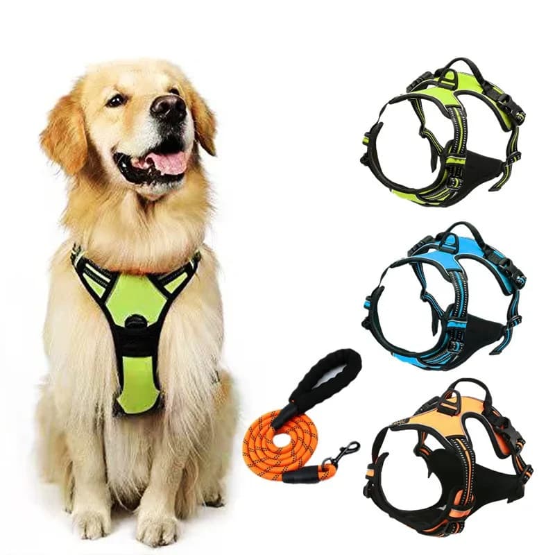 Dog Leash Vest Style Chest Harness with Reflective Strips Anti Explosion Rush for Medium and Large Dogs Anti Walking Dog Leash