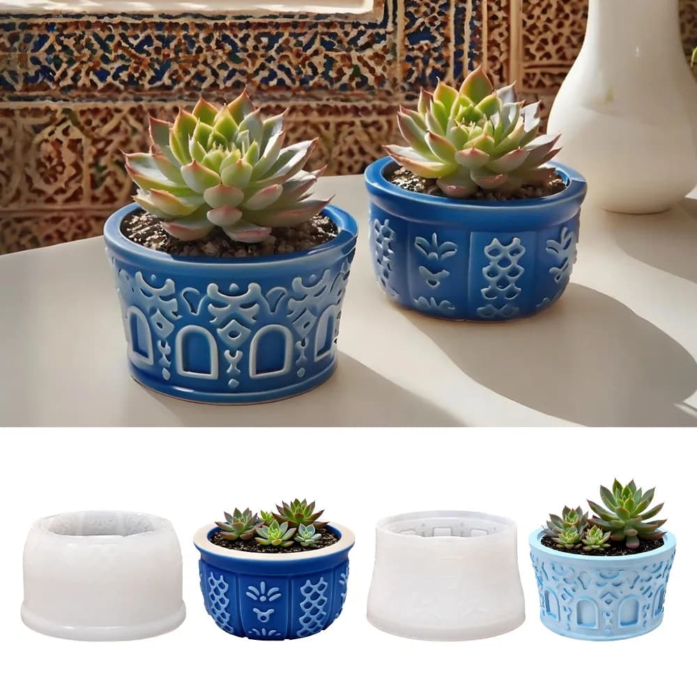 Flower Pot Mold Long-Lasting Pot Mold Silicone Mold Flexible For Garden Crafting Planting