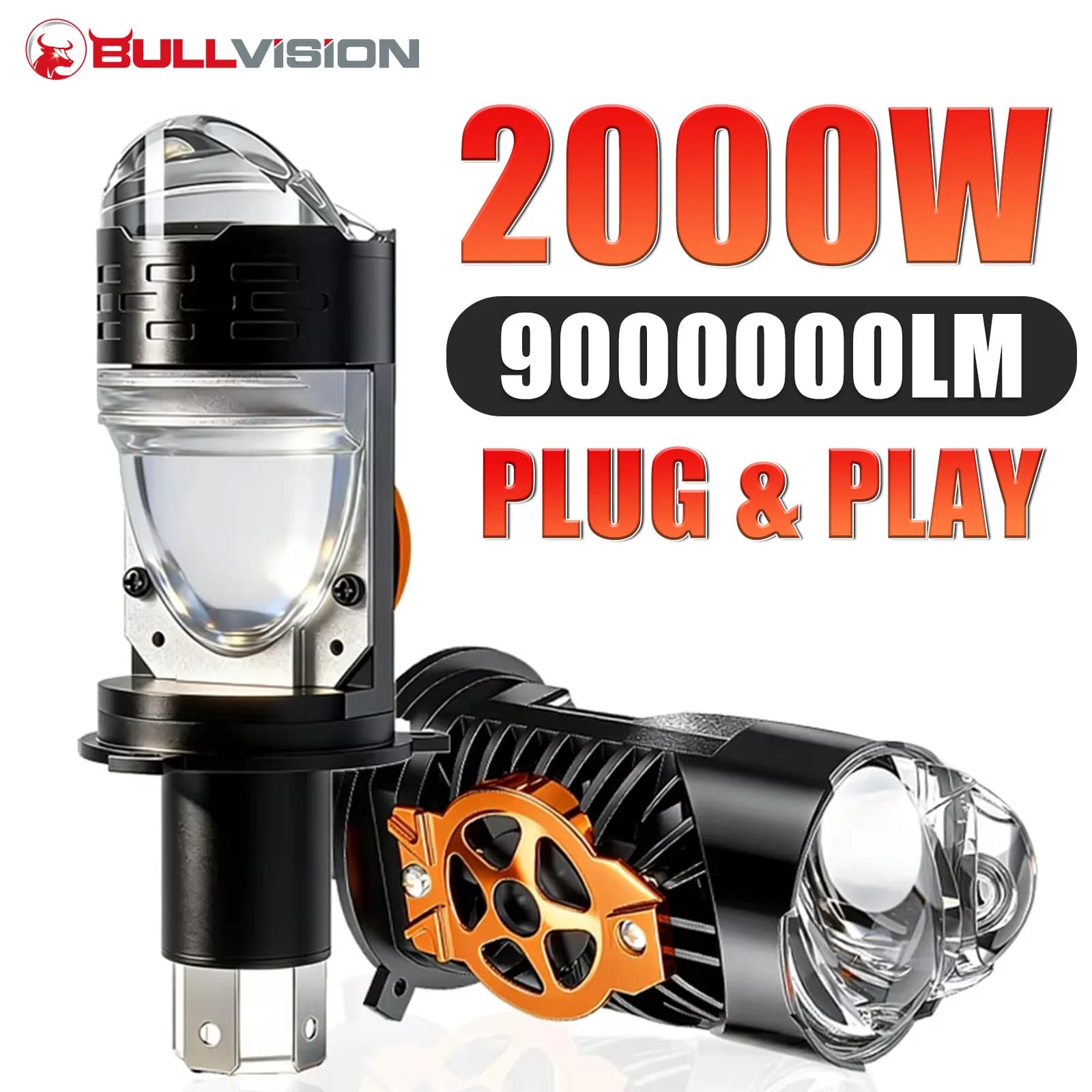 Lampadine LED H4/9003/HB2 Canbus con Lente Proiettore 1:1 Mini Antiabbagliamento Super Luminose Dual CSP Hi/Lo Beam per Auto/Moto