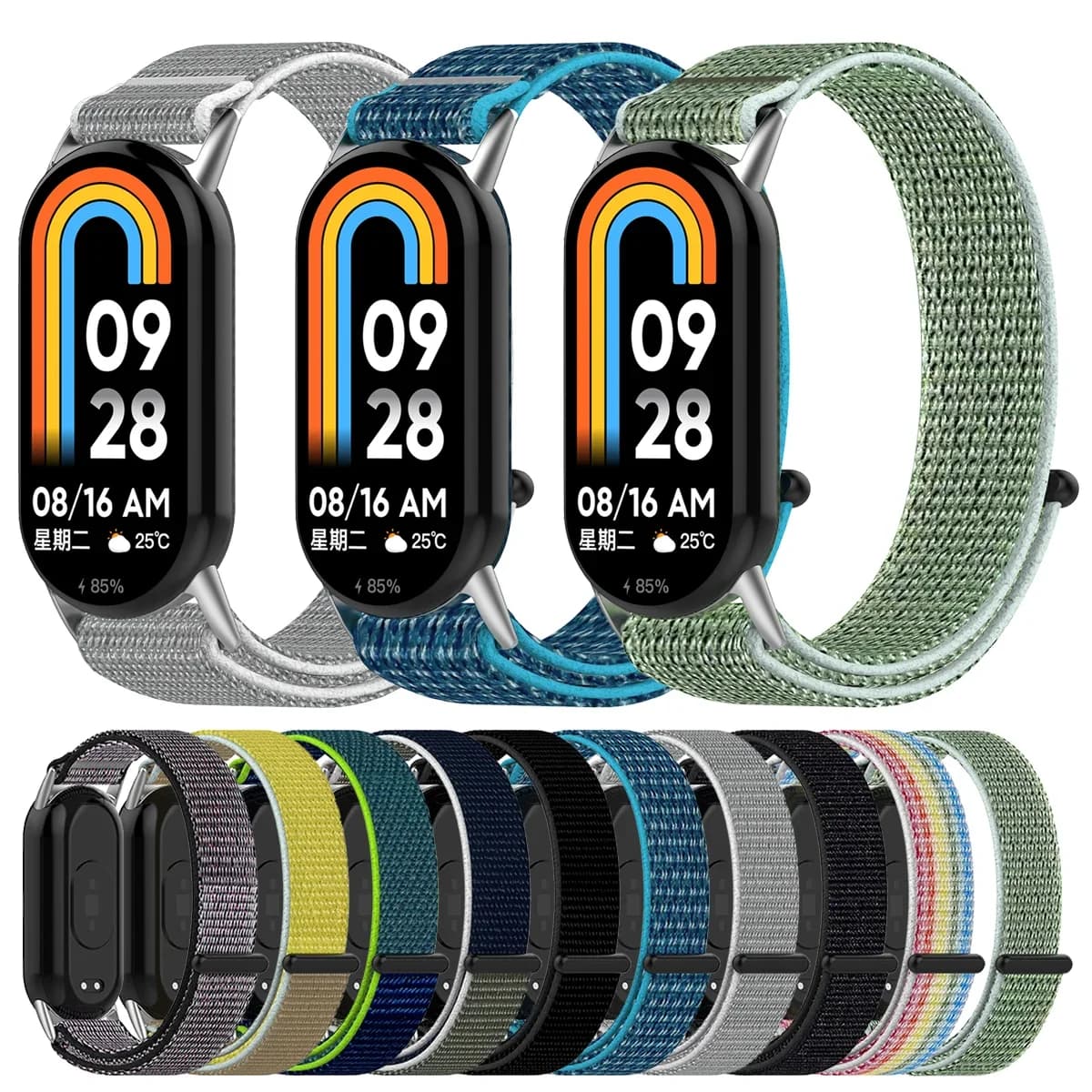 Cinturino in tela intrecciata in nylon per Xiaomi Mi band 9 9NFC Cinturino in velcro Sostituzione Mi Smart band 8 8nfc Cinturino sportivo