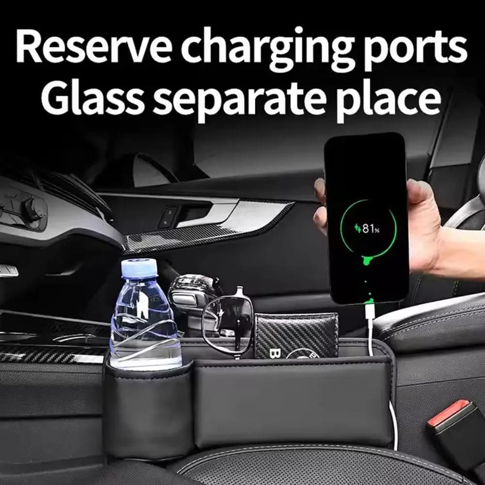 Riempitore per seggiolino auto Scatola portaoggetti in pelle PU per seggiolino automobilistico Organizzatore per sedili universale Scatola portaoggetti per sedile regolabile
