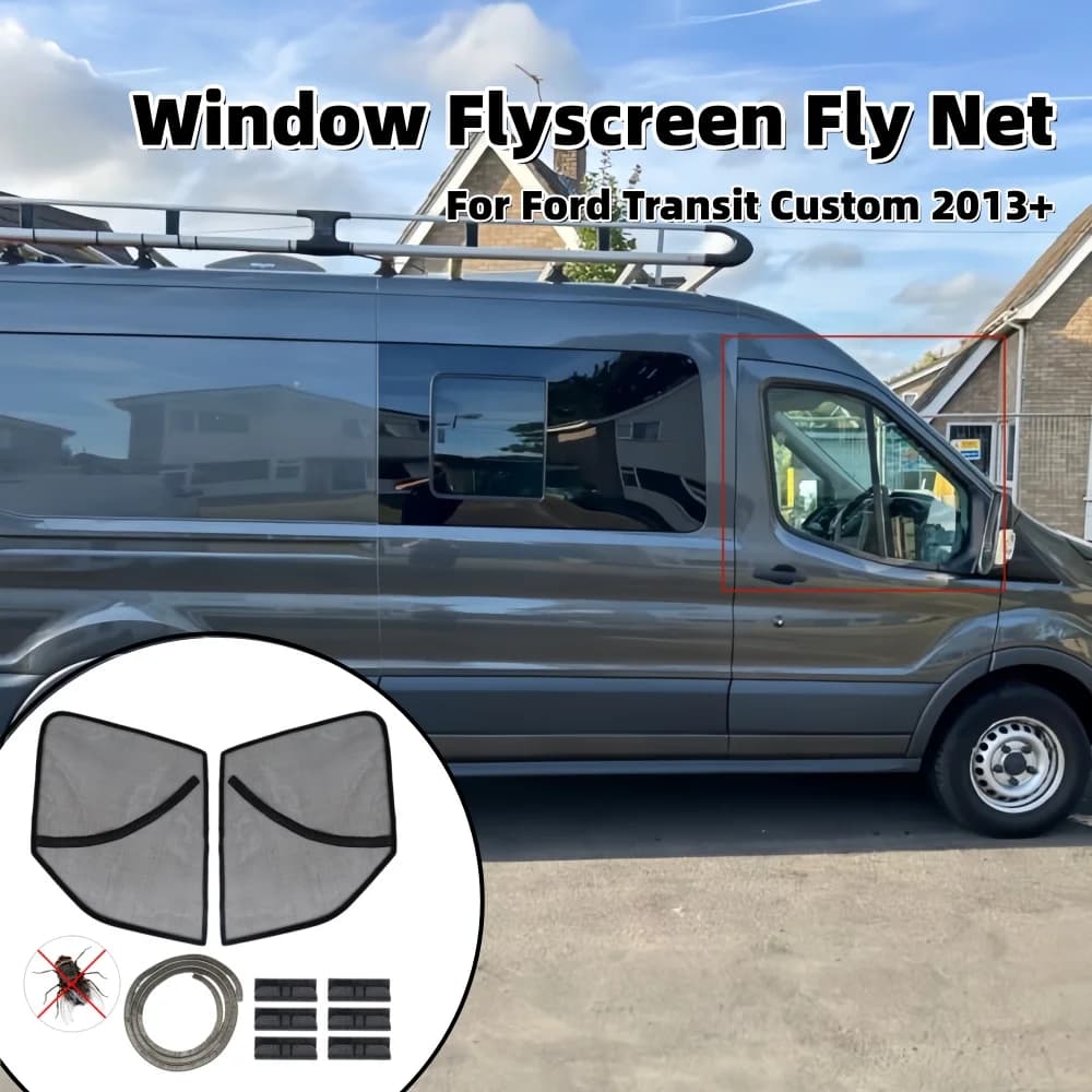 2 pz Zanzariera Magnetica per Finestrino Camper, Protezione Anteriore Contro Insetti e Zanzare per Ford Transit Custom 2013+