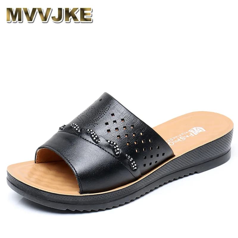 Women casual Slippers with plateau and summer open tip Women's non-slip beach Slippers with casual wedge Solid color