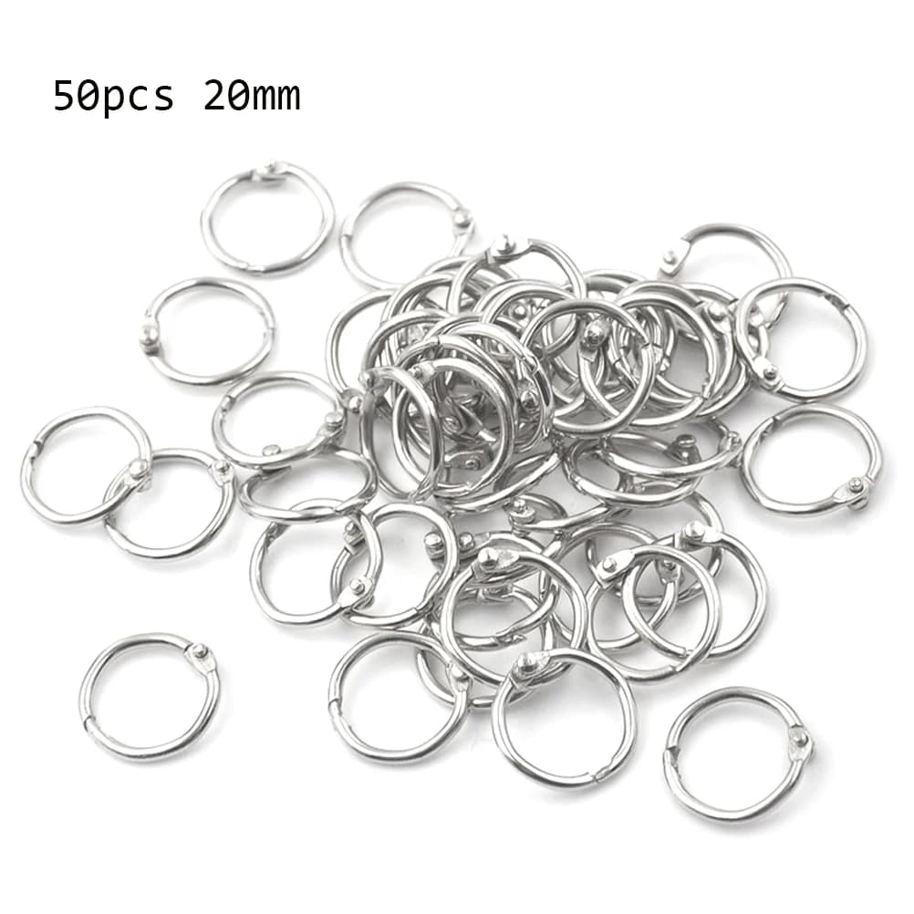 50Pcs raccoglitore ad anelli in metallo raccoglitore per libri in fiocco album cerchi per libri a fogli mobili portachiavi con anello a fogli mobili forniture per rilegatura per ufficio