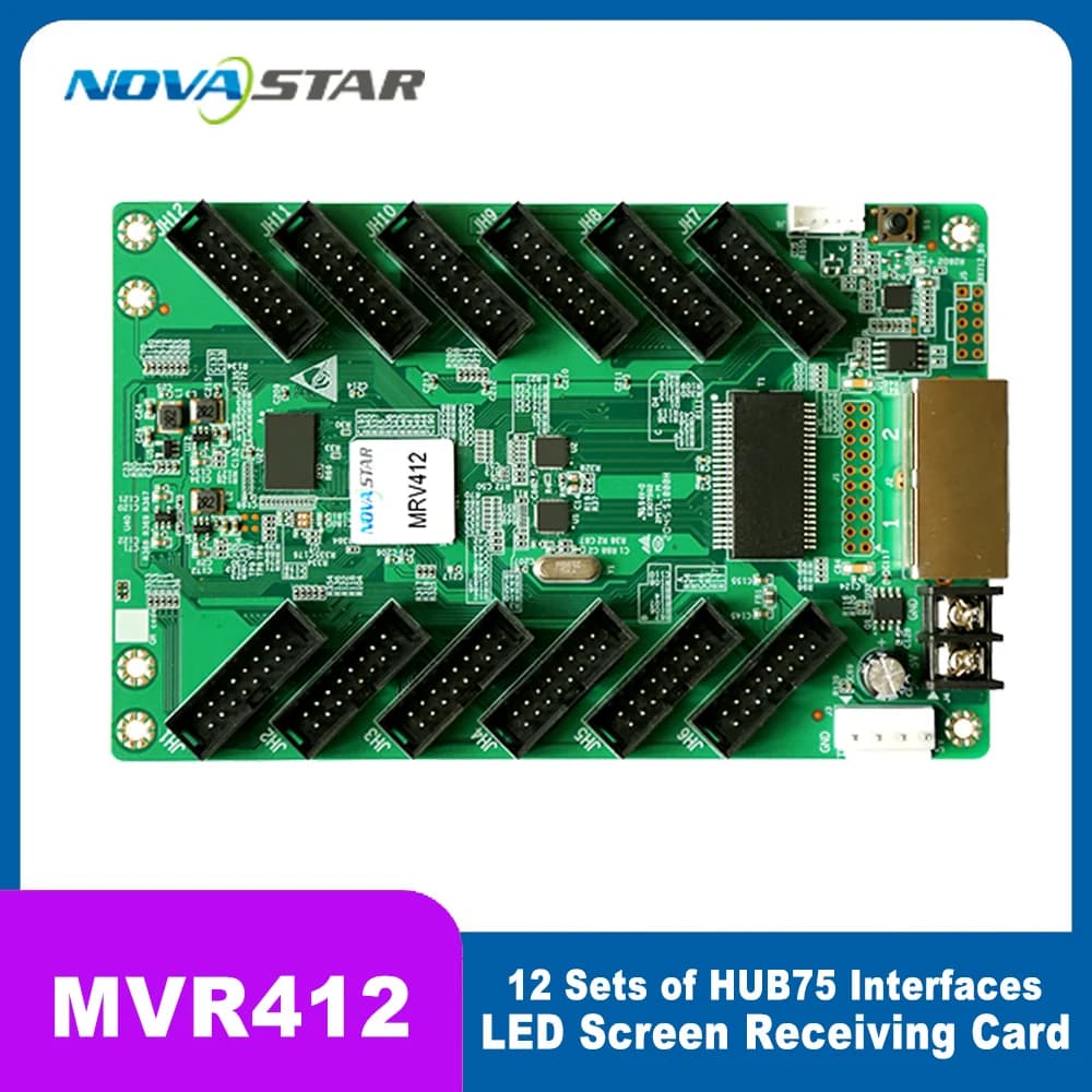 Novastar MRV412 Cassetta per scheda ricevente per schermo video LED grande a colori 12 porte HUB75E Interfaccia 512x512 Pixel Controller