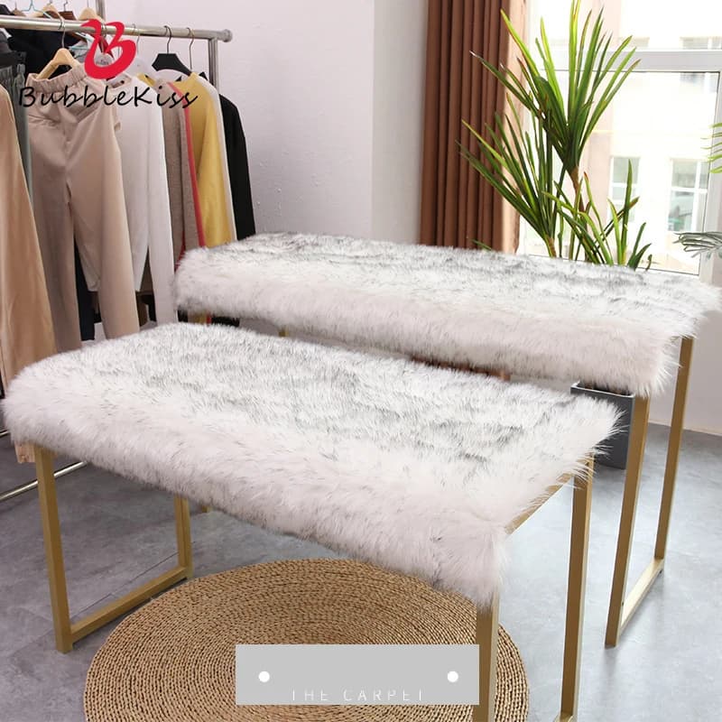 Bubble Kiss peluche soffice tappeto cabina per finestre abbigliamento cappelli negozio tappeto in pelliccia sintetica tappeto in lana sintetica bianca contatore tappeto a pelo lungo