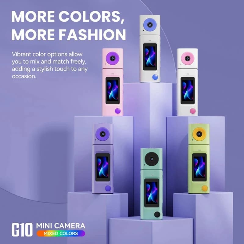 New G10 HD Mini Thumb Camera 230° Rotating Lens for Outdoor Sports Digital Video and Photo Capture 1080P Macaron Color Scheme
