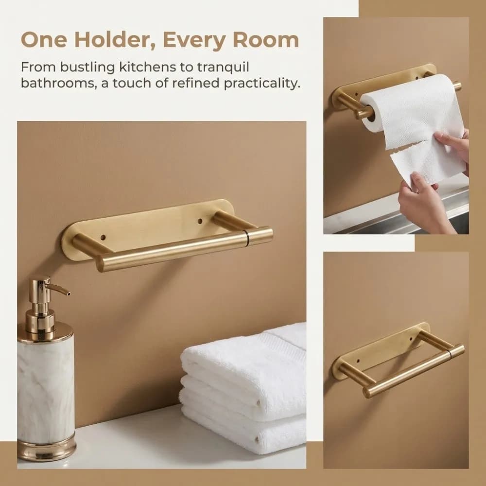 Stainless Steel Toilet Paper Holder Silver Gold Rose Gold Multifunctional Paper Towel Holder Easy Installation Rustproof