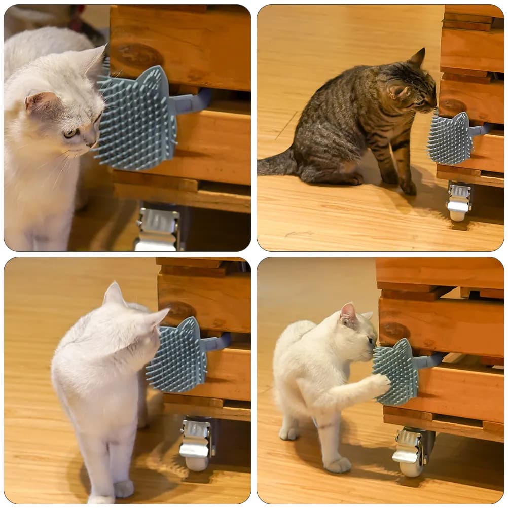 Spazzola massaggiante in silicone per gatti, per la rimozione dei peli caduti, sicura per la pelle, tavoletta per strofinare gli animali domestici, facile da usare anche in angoli, con supporto piatto
