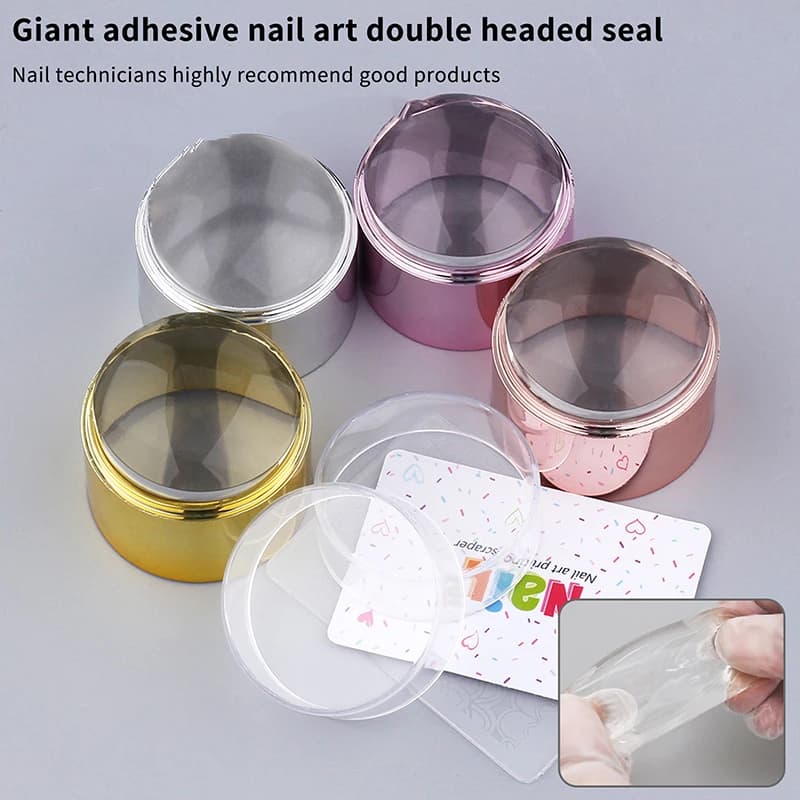 Set di timbri per nail art francesi fai-da-te con raschietto per unghie in silicone trasparente e modello per timbratura per manicure