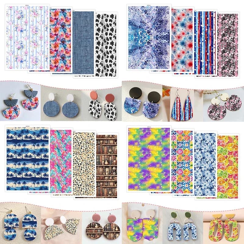 Summer Fruit Flower Colored Transfer Paper, Water Soluble Stickers for Polymer Clay DIY Earrings Making
