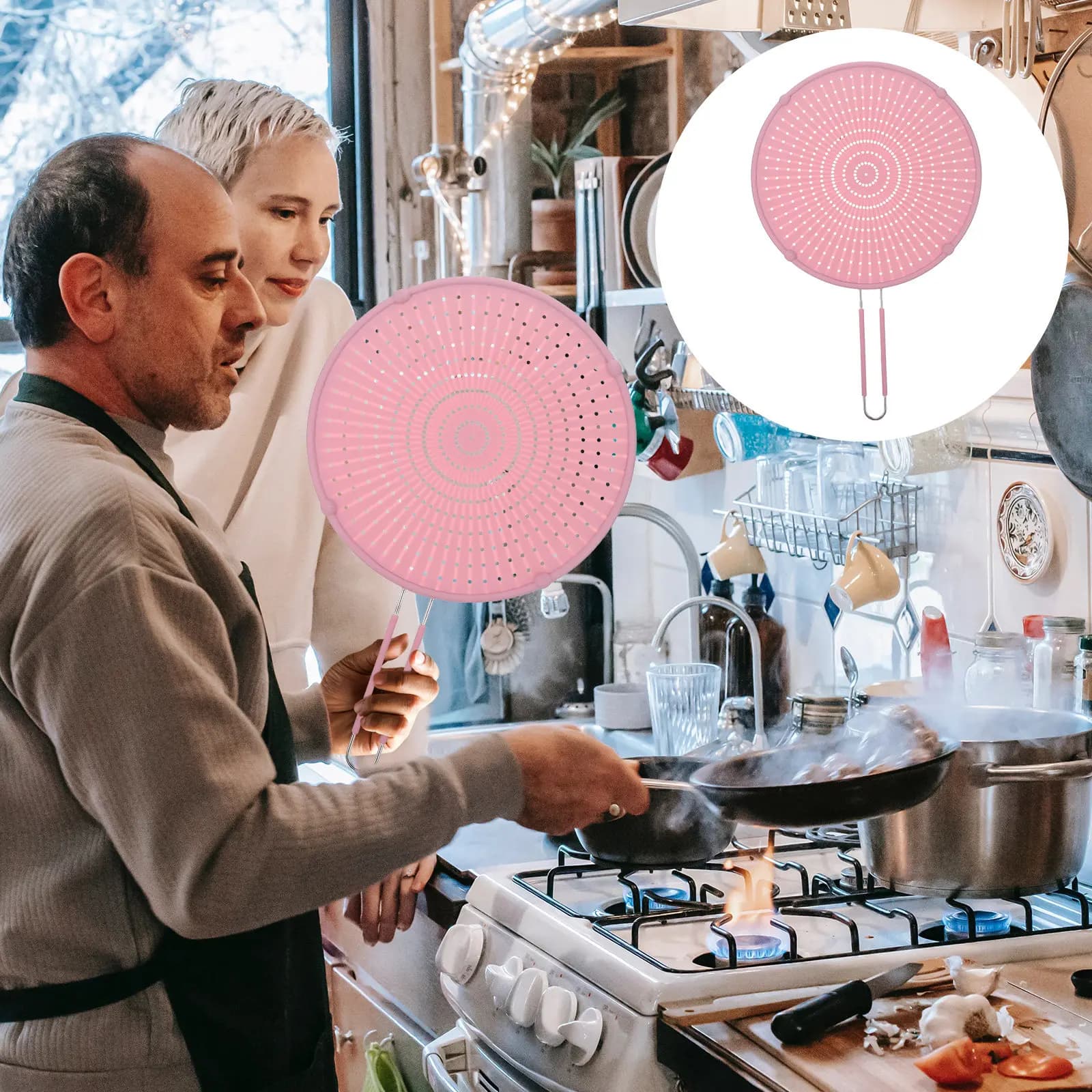 Coperchio Anti-Schizzi d'Olio in Rete, 1 Pezzo, in Acciaio Inossidabile Resistente, Protezione per Padelle, Coperchio Anti-Olio per Cucina Sana