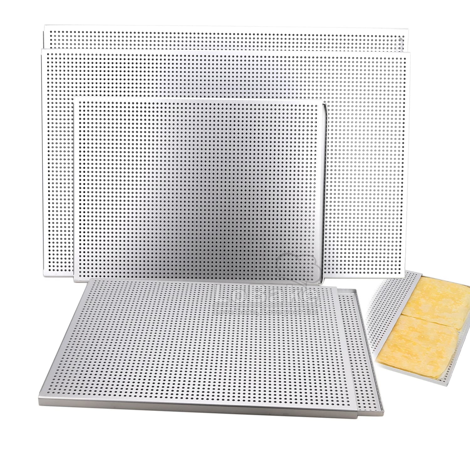 Grande Formato 40 centimetri 60 centimetri Rettangolo di Alluminio Pasticceria Torta Pan Con Fori Perdite Piatto di Pizza Biscotto Supporto di Raffreddamento FAI DA TE gadget di cottura