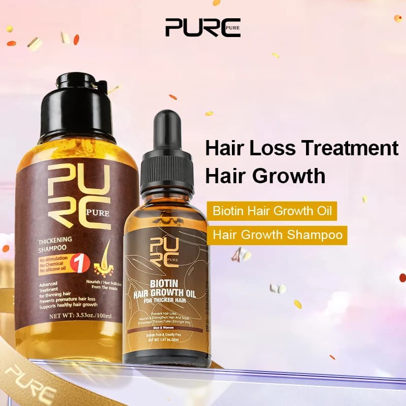 Set PURC con Shampoo allo Zenzero e Olio per la Crescita dei Capelli con Biotina, Trattamento Rapido per la Ricrescita dei Capelli, Cura dei Capelli per Uomini e Donne