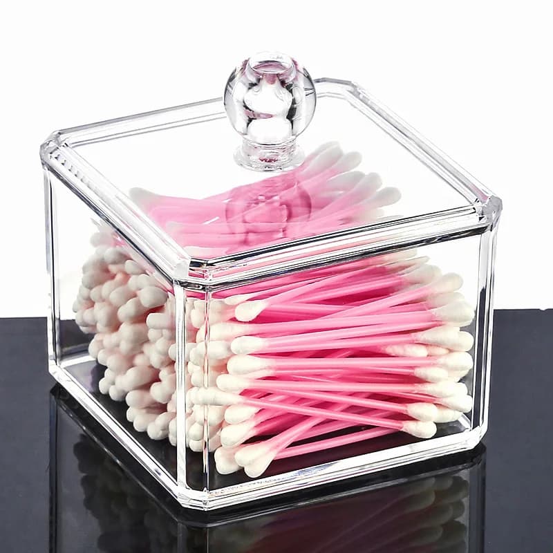 Contenitore Trasparente in Acrilico per Cotone Idrogel, Scatola Portaoggetti da Scrivania per Trucchi, Organizer Piccolo per Cosmetici da Bagno e Dormitorio
