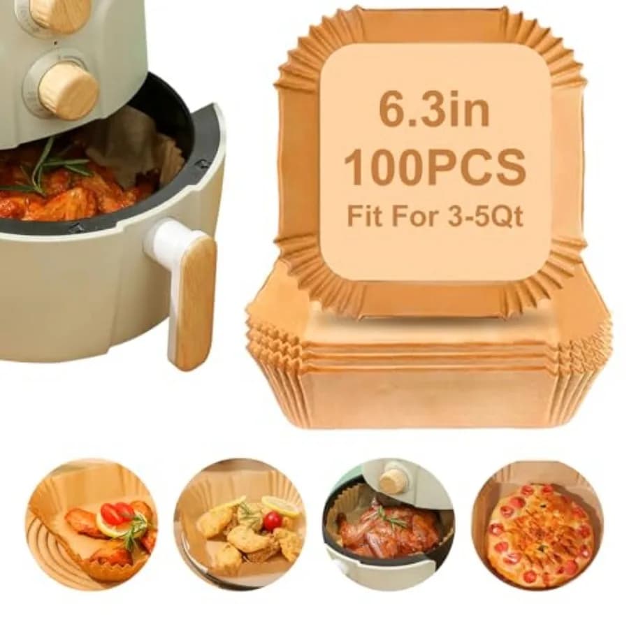 Air Fryer Liners Disable Pr, 00Pcs Airfryer Pr Liners, Non Stick Parcment Pr Liners, Food Grade Air Fryer Accessories Microwav