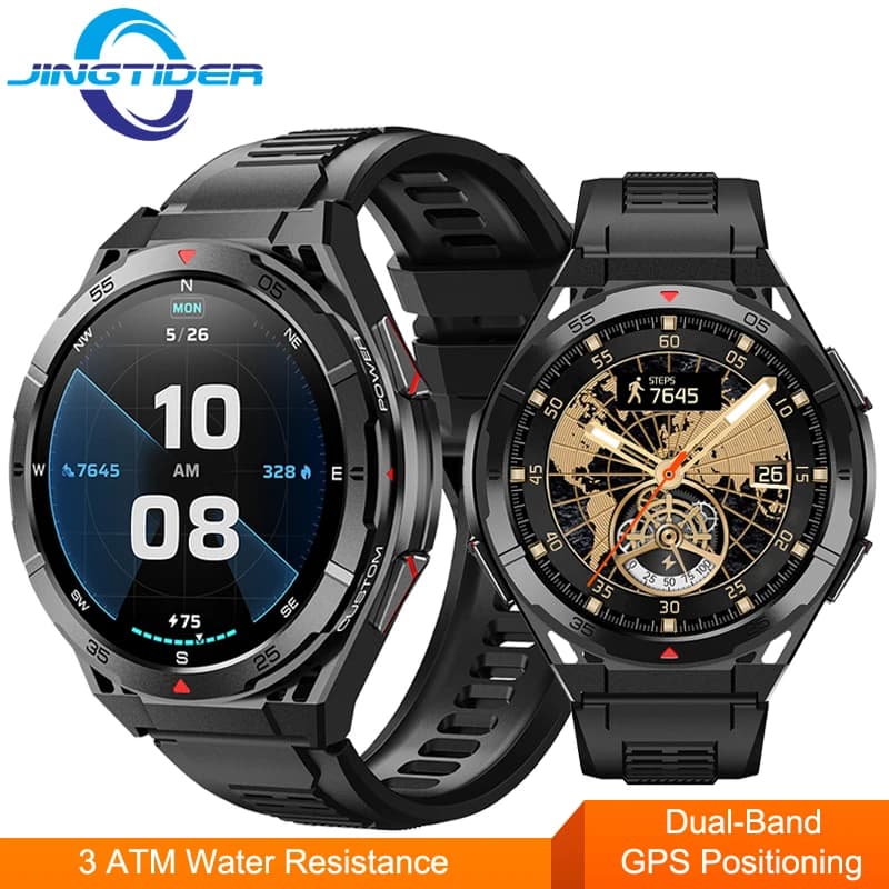 X2 Tank GPS Smart Watch 3ATM Nuoto impermeabile Dual Band GPS Smartwatc BT Chiamata Bussola Altitudine Barometro Display AMOLED da 1,43 pollici