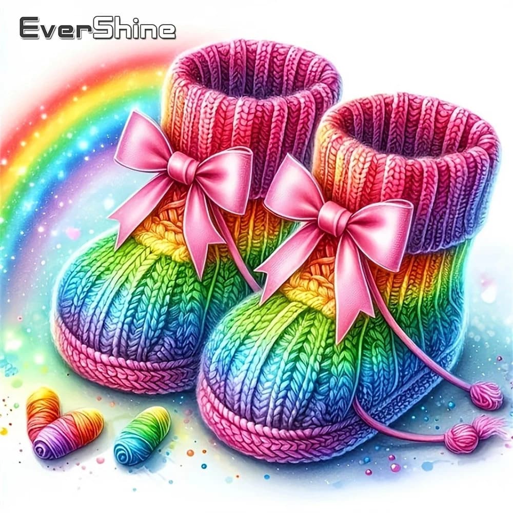 EverShine Nuovo Arrivo: Scarpe con Mosaico di Diamanti, Ricamo con Strass, Pittura Diamantata Arcobaleno, Lavoro a Mano, Regalo Artigianale