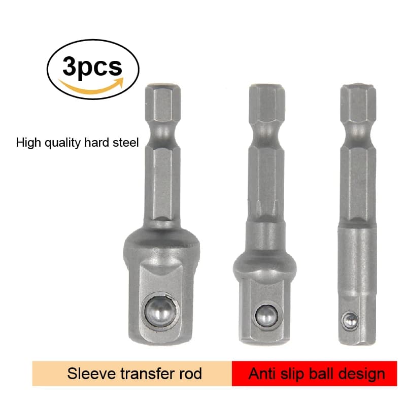 Extension rod with natural hexagonal handle 3PC 50mm Adapter Screwdriver 1/2 Square Head 3/8 socket 1/4 Accessories for electrical tools