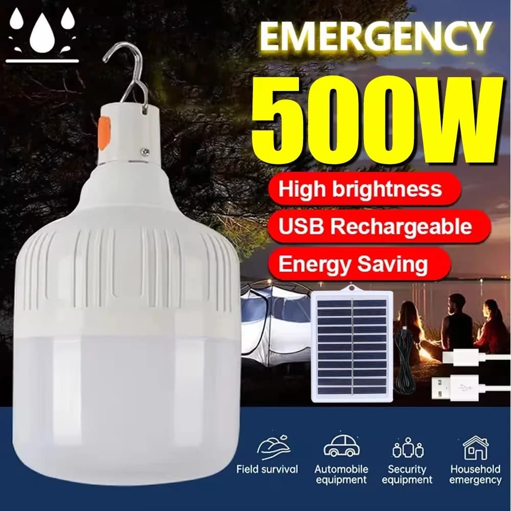 Luci di emergenza a LED portatili ricaricabili da 100-500 W Lanterne portatili da esterno Lampada da campeggio a risparmio energetico per tenda da giardino