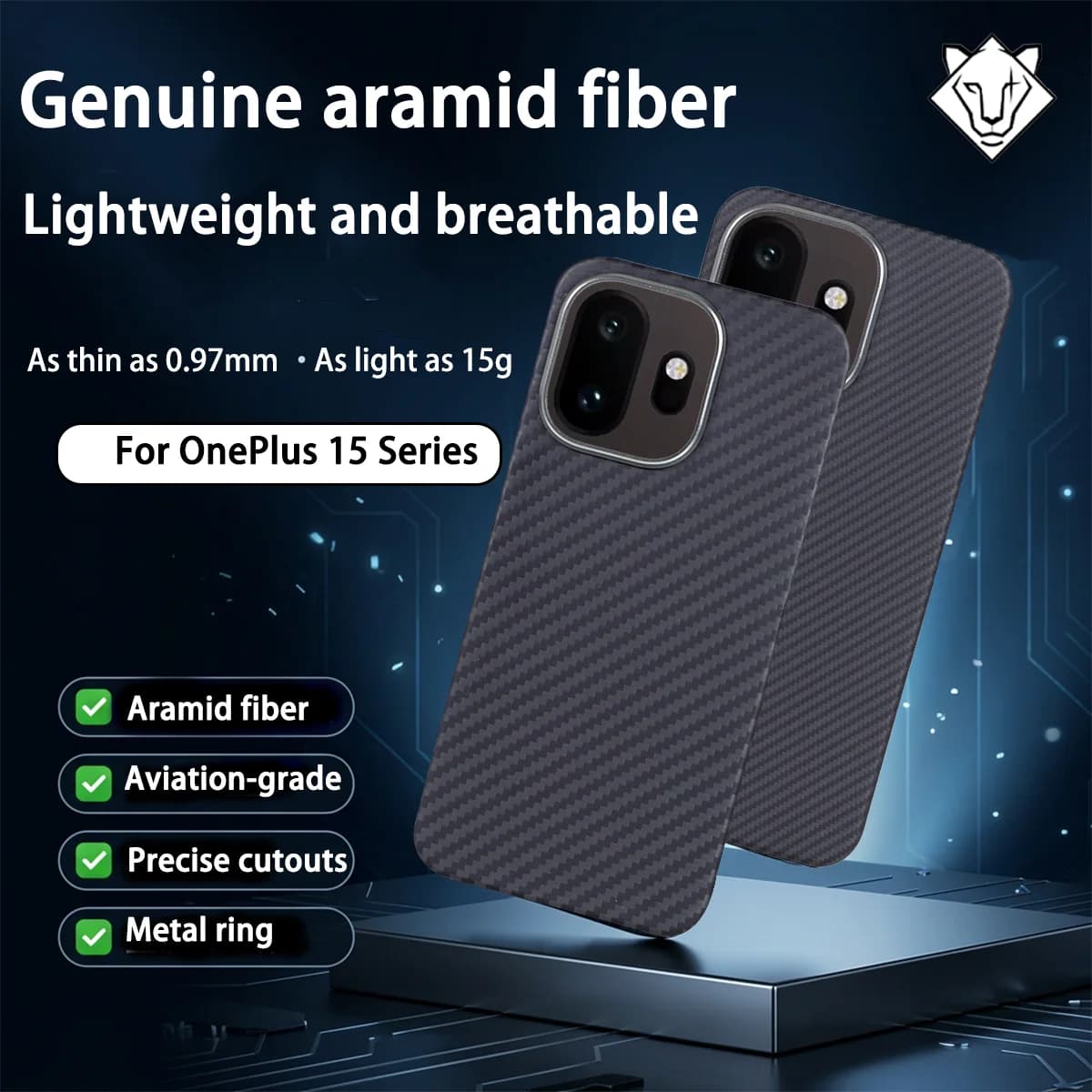 LYRVO Per OnePlus 15T Custodia in Fibra di Carbonio Aramidica Magnetica Magsafe 15 Cover di Ricarica Ultra Sottile in Metallo con Protezione Lente e Bumper per Telefono