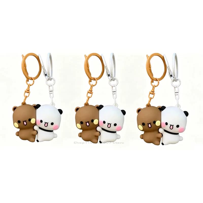 *-Cartoon Panda Bubu Dudu Magnetic Keychain Cute Backpack Pendant with Toy Figures Couple Accessories Ideal Fantasy Themed Gift
