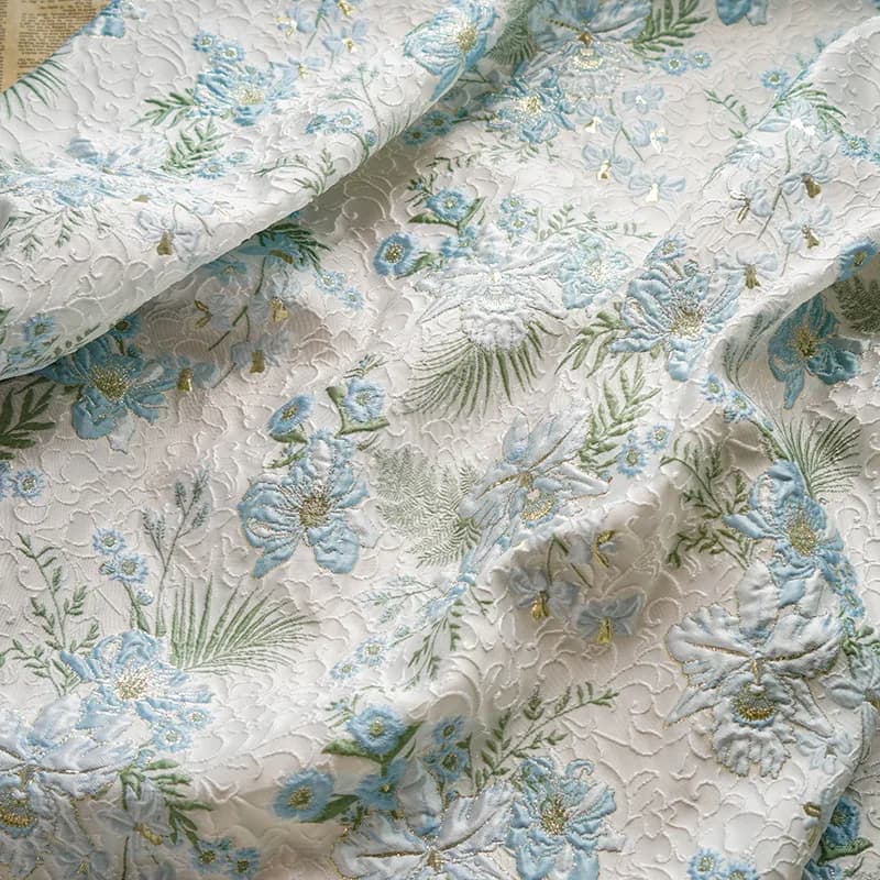 Filo d'oro Fiore Texture Tessuto Jacquard Cheongsam Gonna soffice Borsa per bagagli Tessuto da cucito fai da te