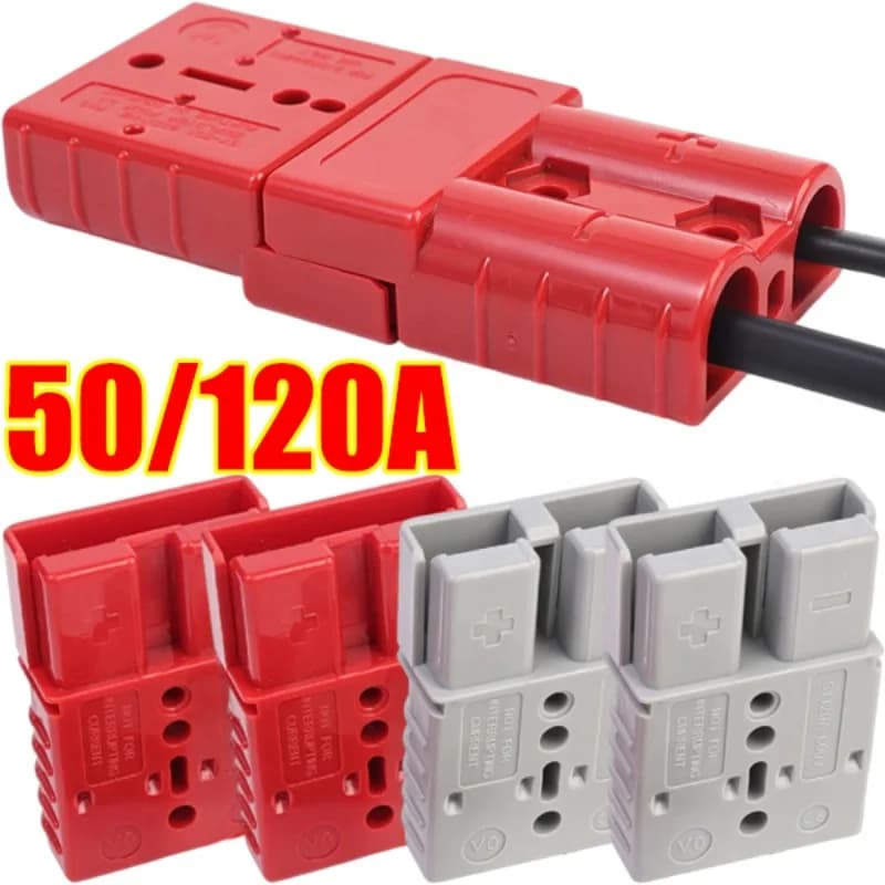Double Pole with Copper Contact Power Connectors 50/120 AMP 600V Charging Plug for Plug Cable Terminal Battery Power