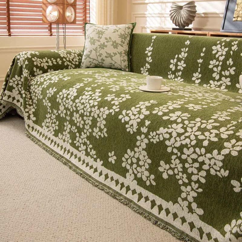 Copridivano in Stile Francese Vintage, Rivestimento in Ciniglia Antigraffio, Coperta Integrale per Tutte le Stagioni, Tessile per la Casa