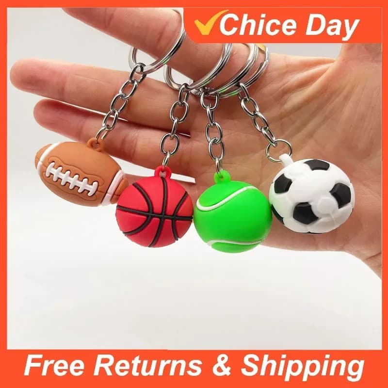 Portachiavi Miniatura di Football, Basket, Tennis, Rugby, 3cm, Simulazione in PVC, Ciondolo Creativo per Borsa, Zaino, Auto, Regalo Amagi