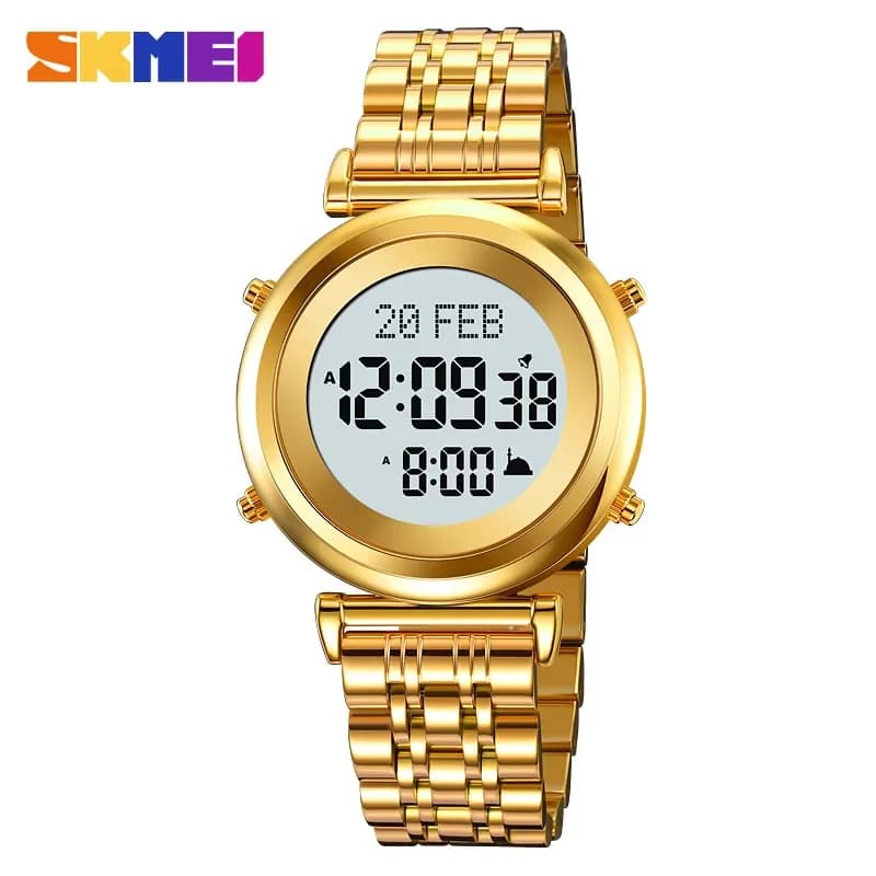 SKMEI 2139 musulmano Azan orologio digitale Mens Back Light acciaio impermeabile Hijri orologio da polso islamico preghiera Qibla bussola sveglia