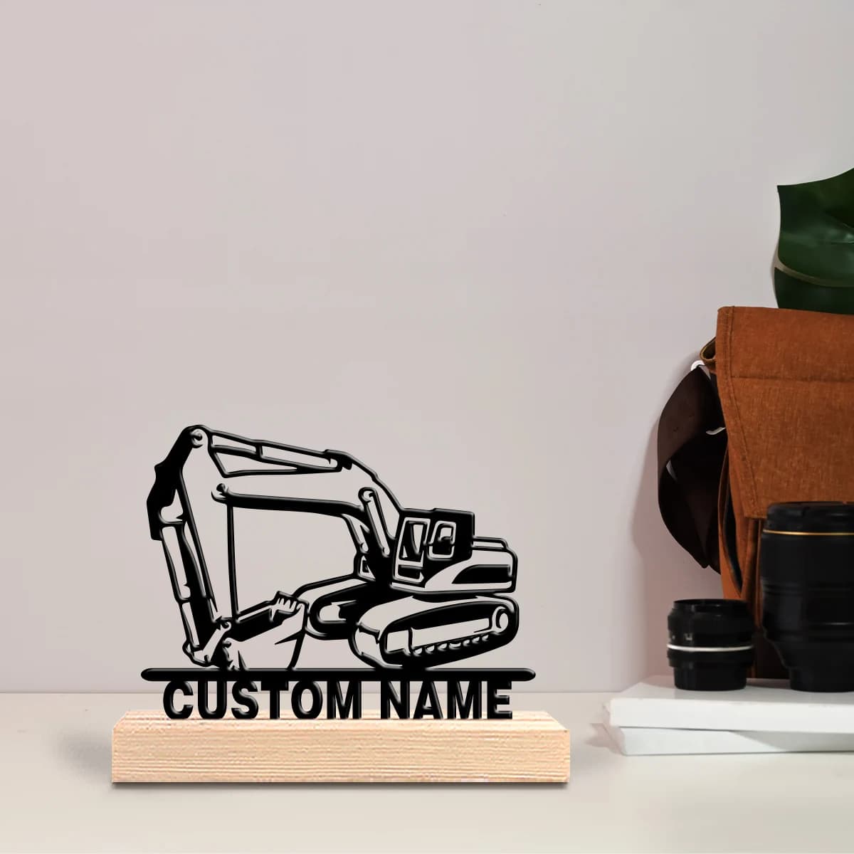 Statua in Metallo Personalizzata a Forma di Escavatore con Base in Legno, Decorazione da Tavolo, Gioco da Tavolo per Strategi