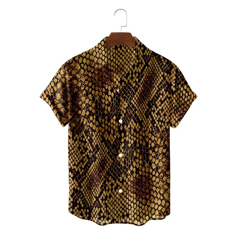 Stampa 3d Leopard Snake Skin camicia hawaiana da uomo allentata estate Casual Street Shirts Fashion Top Summer manica corta Aloha camicetta