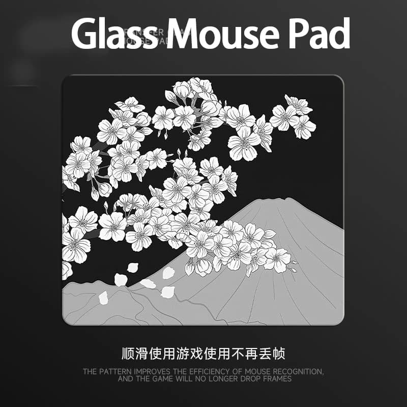 Tappetino per mouse da gioco in vetro Plum Blossom XS Tappetino da scrivania con superficie liscia smerigliata Aggiornamento temperato FPS Tappetino per accessori da gioco personalizzati per ufficio