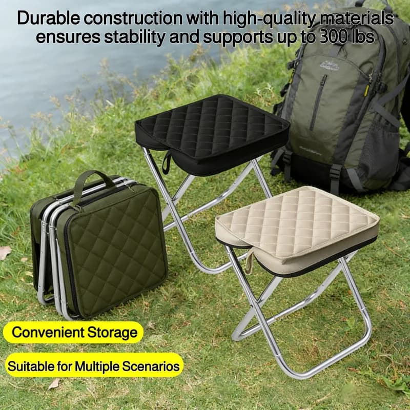 Sgabello Pieghevole Leggero da Esterno, Mini Sedia Portatile Resistente e Comoda per Campeggio, Picnic, Pesca, Viaggi