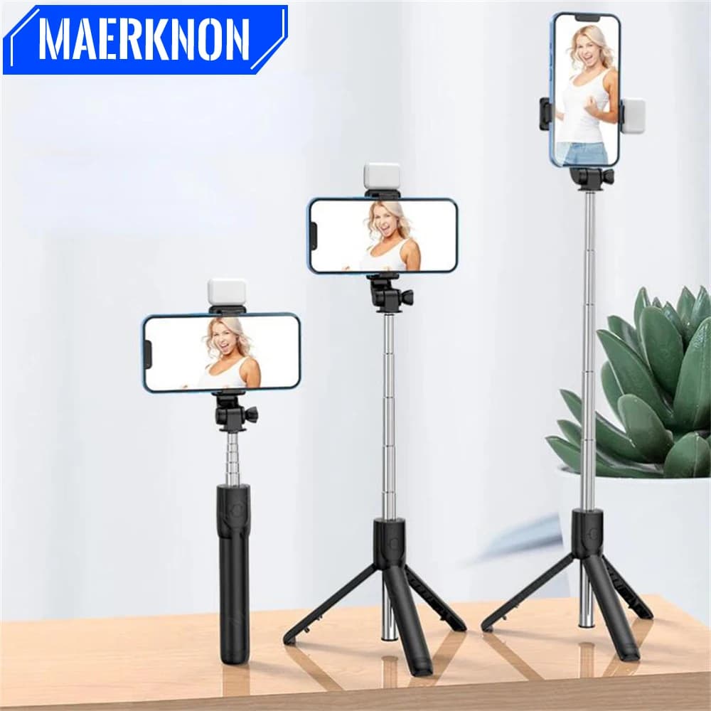 Treppiede multifunzionale portatile con treppiede Bluetooth senza fili per selfie Stick con otturatore remoto wireless per telefono Android IOS