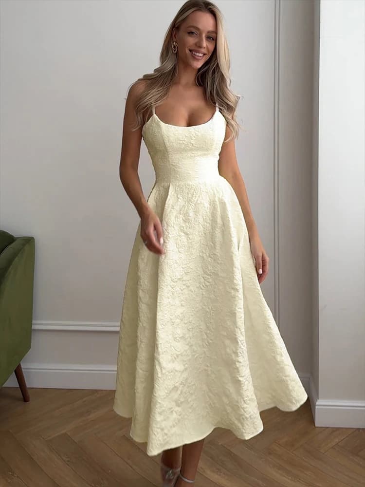 Abiti da donna a-line nuova estate solido sexy backless o-collo petto basso fionda maxi abito streetwear moda casual abito da donna sottile