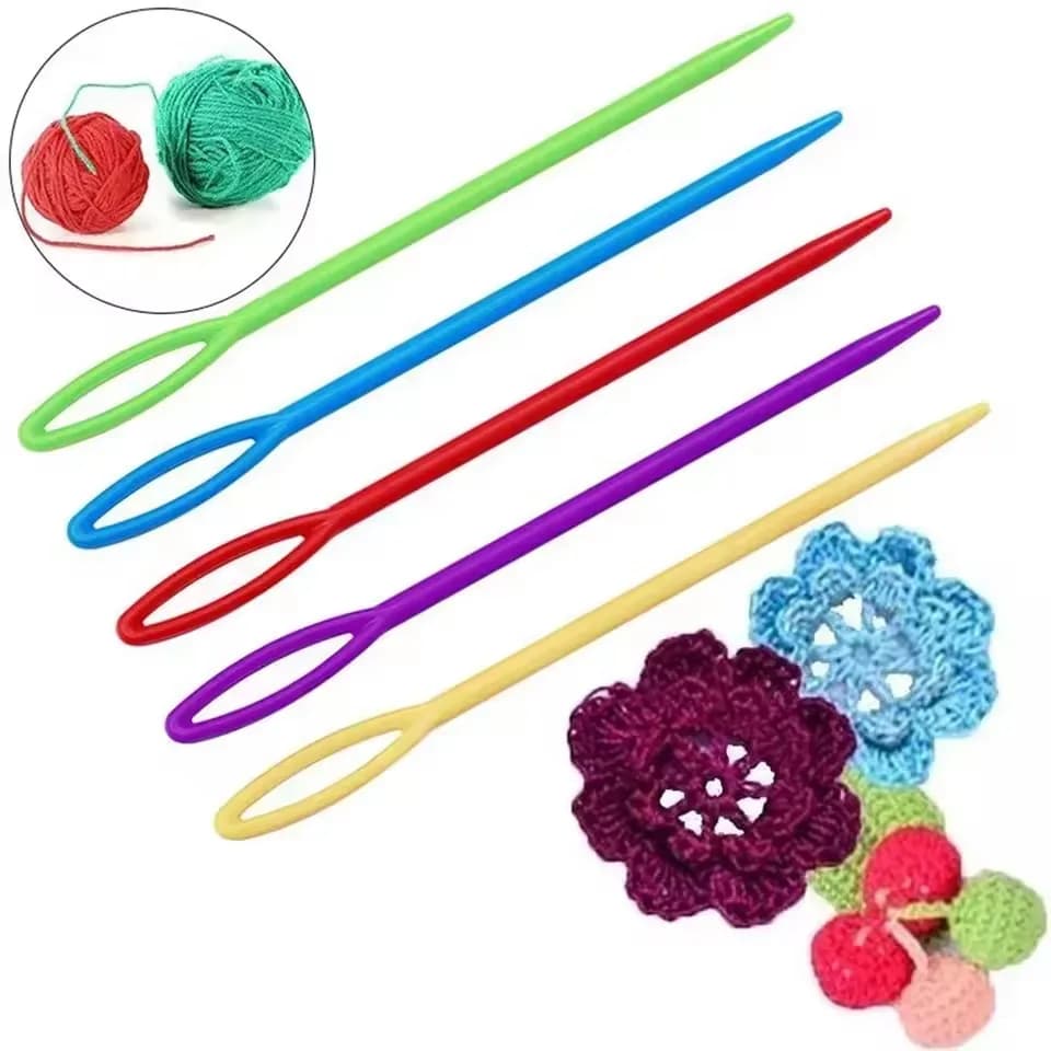 100PCS Mixed Color 5-15cm Plastic Knitting Needles Crochet Hooks Wool Yarn Needle DIY Sweater Weaving Tools Accessory