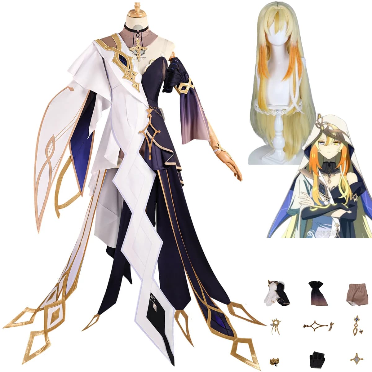 Gioco Anime Naberius Rhinedottir Costume Cosplay Abito bianco Uniforme Altri accessori Parrucca Donna Vestito da festa di carnevale sexy