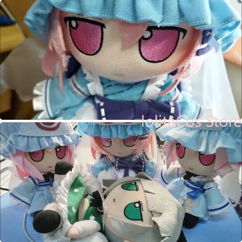 Peluche Kawaii Fumo di Saigyouji Yuyuko del Progetto Touhou, 20cm, Giocattolo Anime Imbottito, Giocattolo per Cosplay, Figura in Cotone, Regalo Mascotte