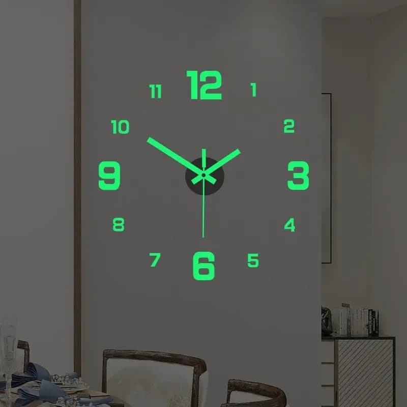 Orologio da Parete Digitale Luminoso Creativo, Stile Europeo, Orologio Adesivo Silenzioso Fai-da-Te per Studio/Soggiorno, Decorazione Senza Fori