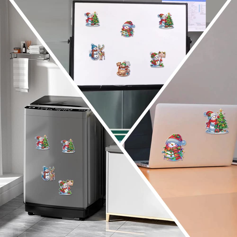 6 Magneti Natalizi 2D Piatti in Cristallo Fai-da-Te per Decorazione (Pupazzo di Neve Natalizio)